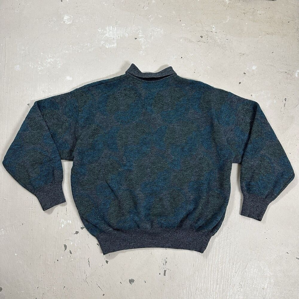 Zanella Italy Wool Sweater Heathered Blue Gray Size Large - Picture 5 of 8